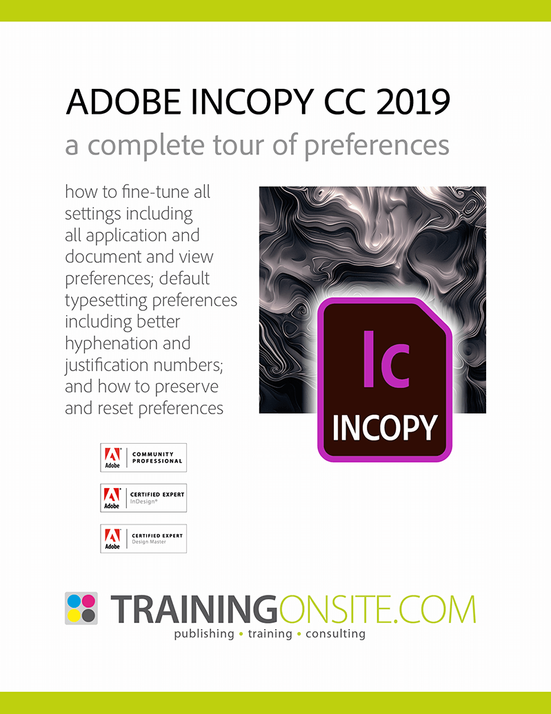 InCopy CC 2019 tour preferences