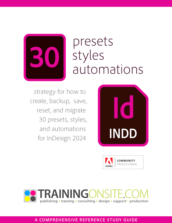 InDesign 2024 presets styles automations