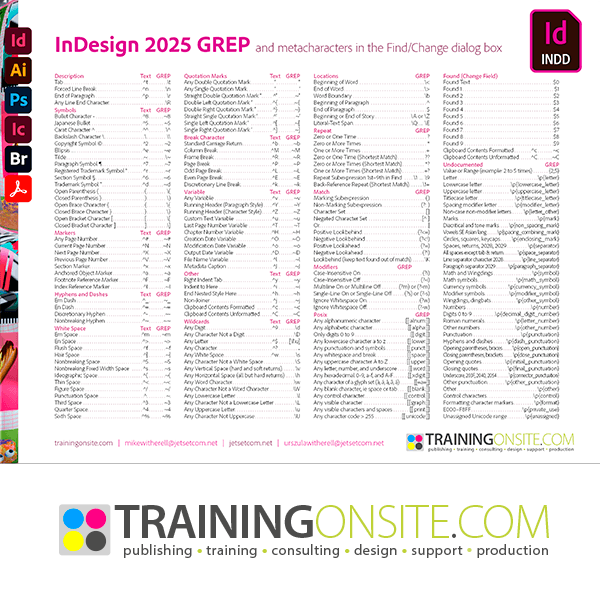 InDesign 2025 GREP and metacharacters