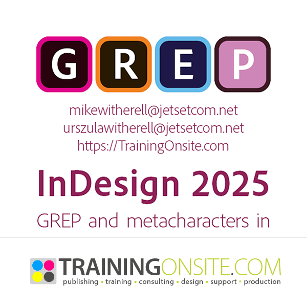 InDesign 2025 GREP metacharacters for smartphones