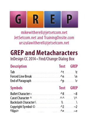 InDesign CC 2014 GREP and Metacharacters 1-column for smartphones