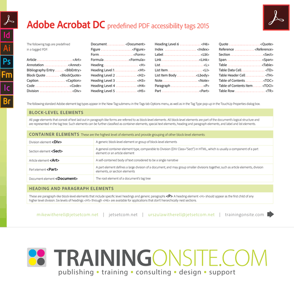 Acrobat DC and XI element tags